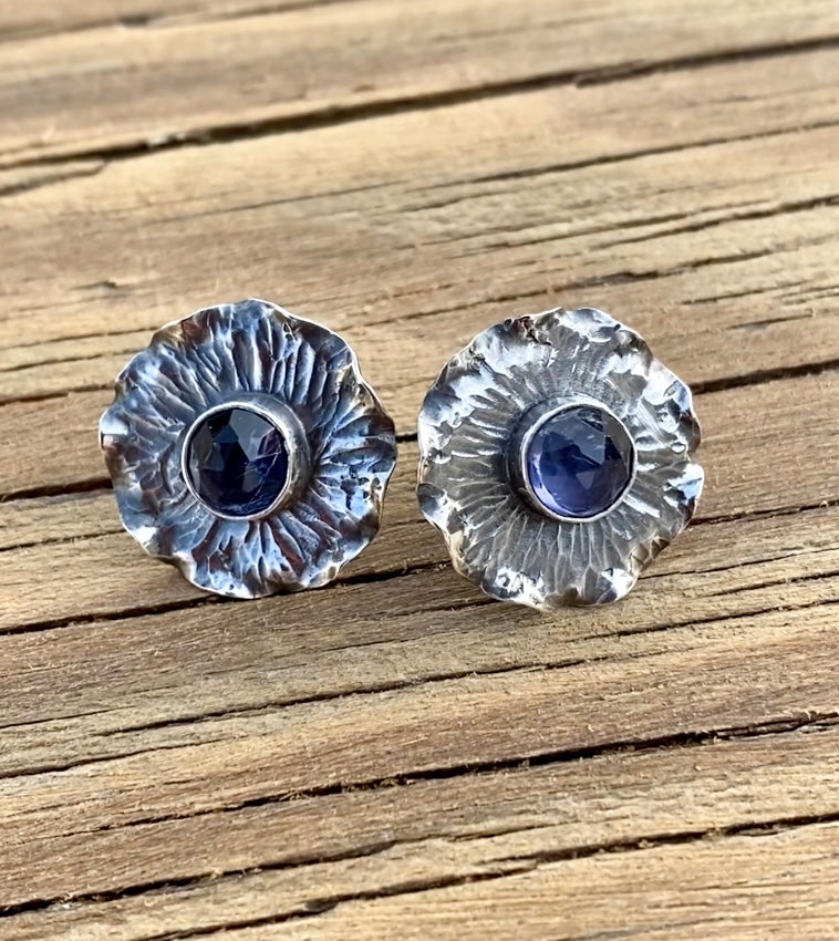 Frilly- Tanzanite and Sterling Silver Post Earrings