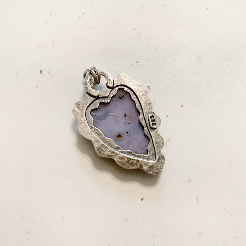 Lavender Heart - Holly Chalcedony and Sterling Silver Pendant