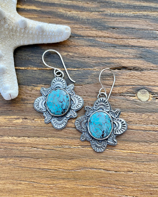 Striations - Sterling Silver & Turquoise Earrings