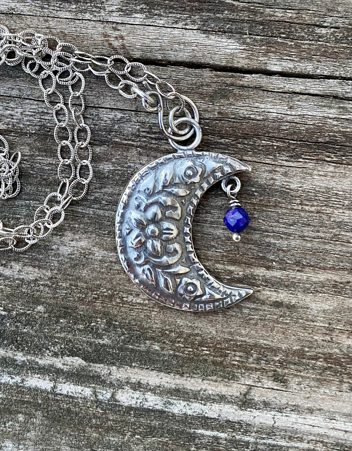 Crescent - Sterling Silver & Lapis Moon Necklace