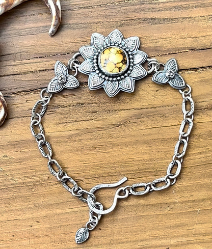 Sunflower - Sterling Silver & Turquoise Bracelet