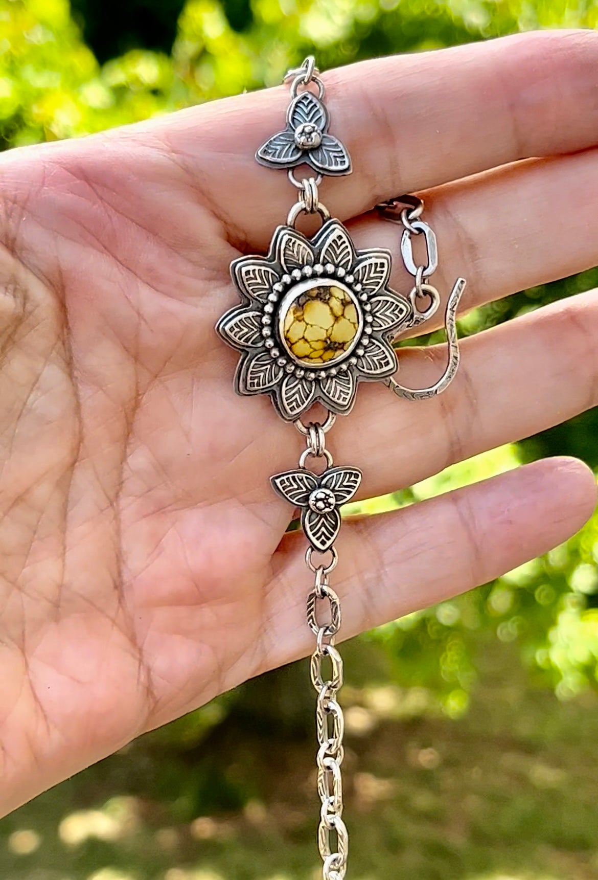 Sunflower - Sterling Silver & Turquoise Bracelet