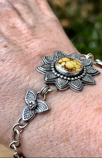 Sunflower - Sterling Silver & Turquoise Bracelet