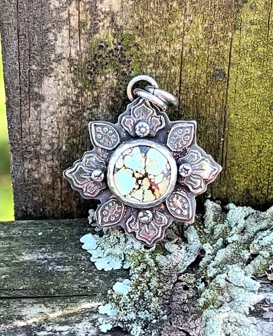 Crazy Quilt 5 - Sterling Silver & Turquoise Pendant