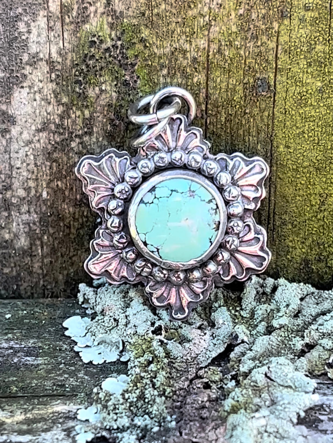 Crazy Quilt 4 - Sterling Silver & Turquoise Pendant