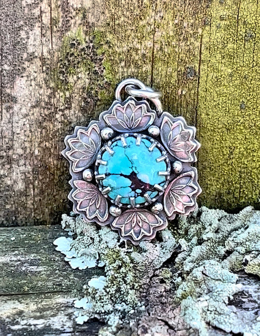 Crazy Quilt 3 - Sterling Silver & Turquoise Pendant