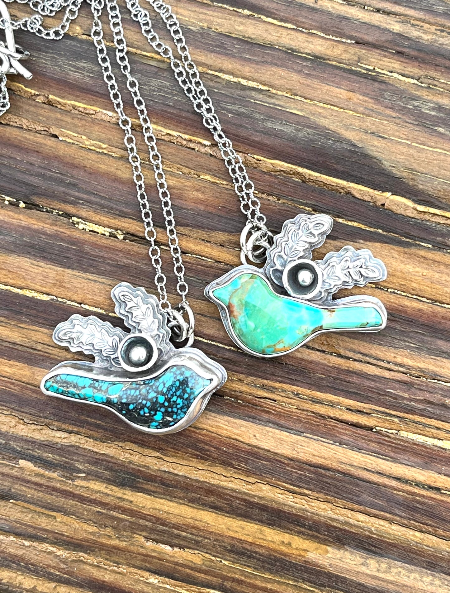 Sweet Bird 1 - Turquoise and Sterling Necklace