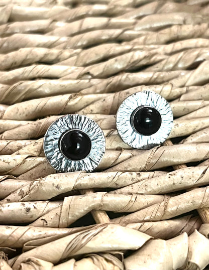 Sterling & Black Onyx Post Earrings