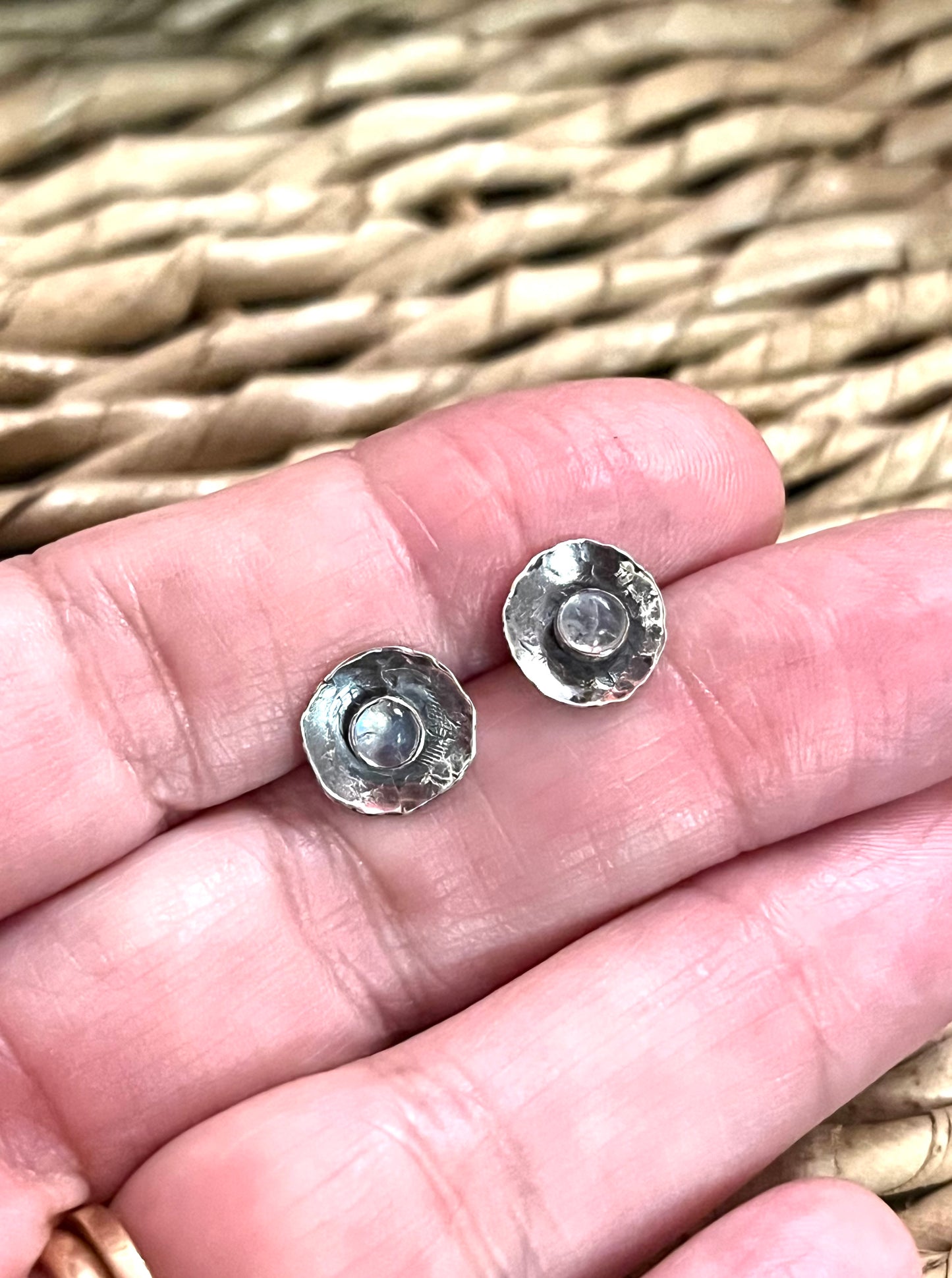 Sterling & Moonstone Post Earrings