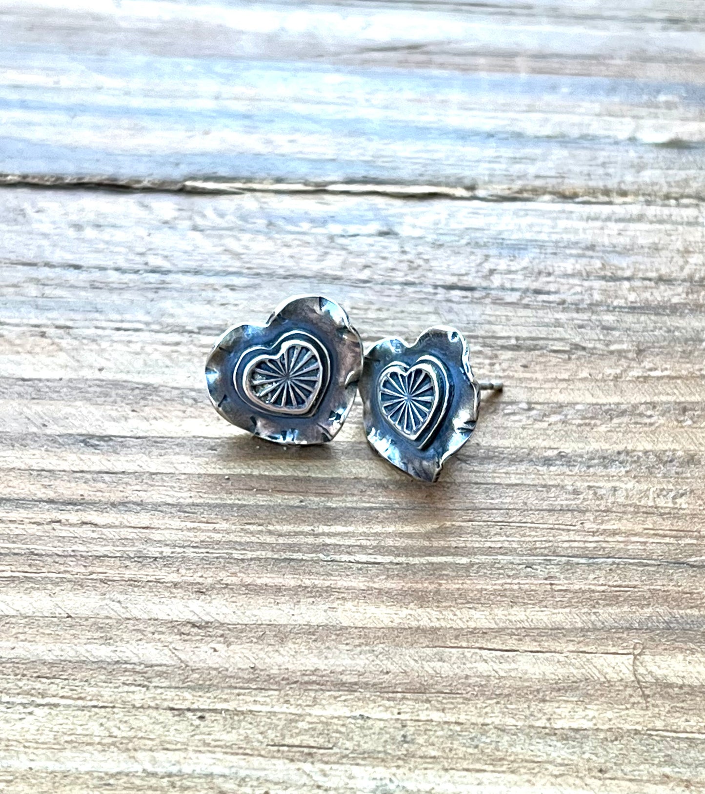Sterling Silver Double Heart Post Earrings