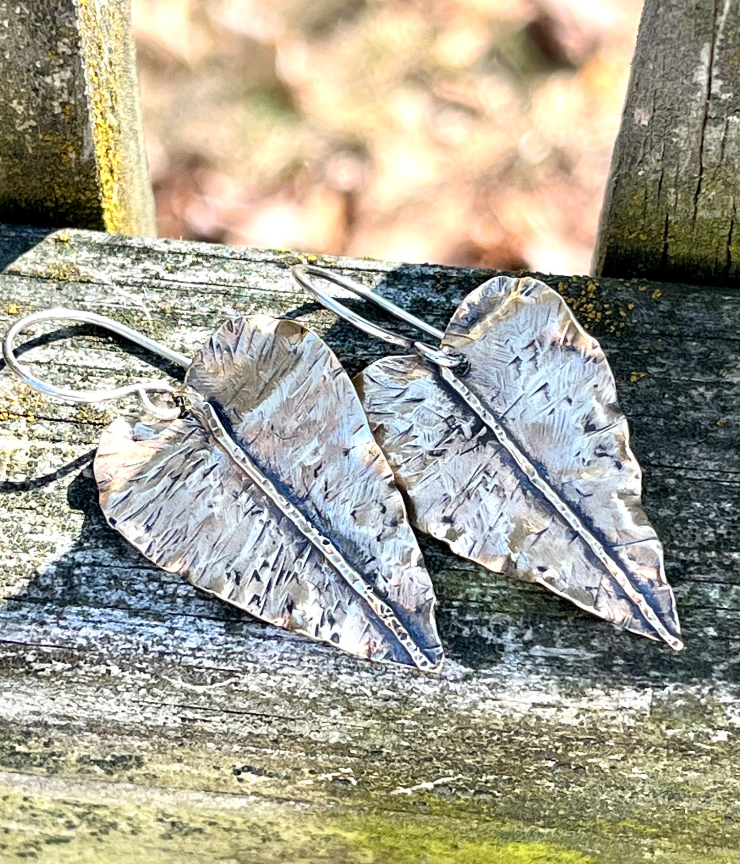 Ruffled Leaves - Fold-Formed Metal Leaf Earrings - Made to Order