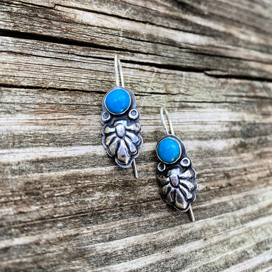 Blue Bugs - Turquoise and Sterling Silver Earrings