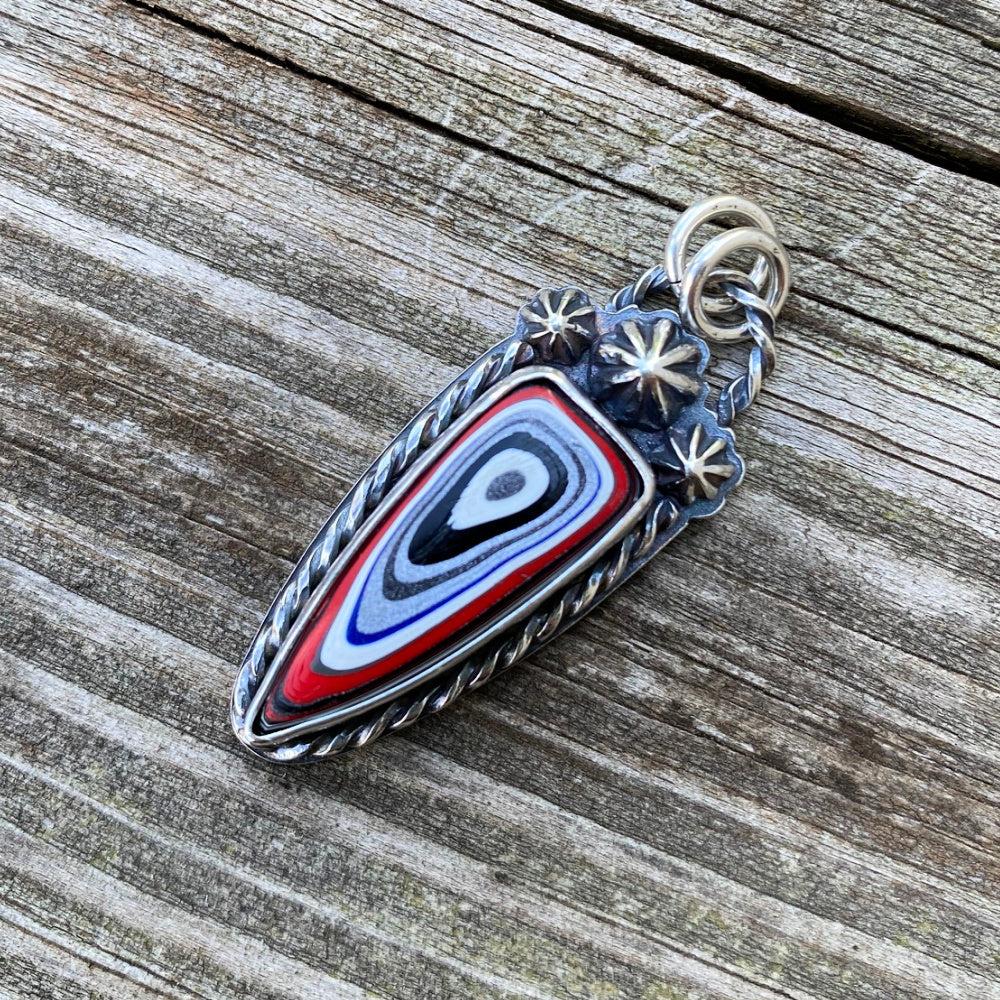 Fordite and Sterling Silver Pendant