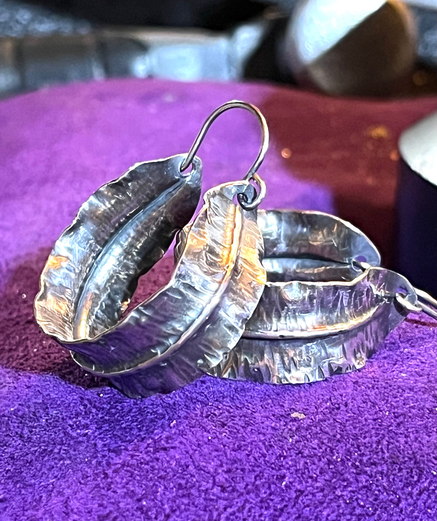 Ruffled Hoops - Metal Fold Formed Earrings - Made to Order